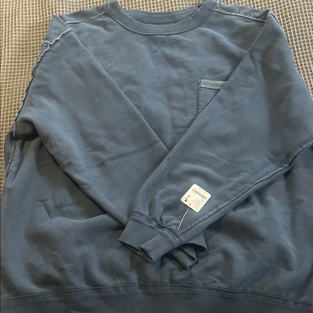 Free People Distressed Navy Sweatshirt